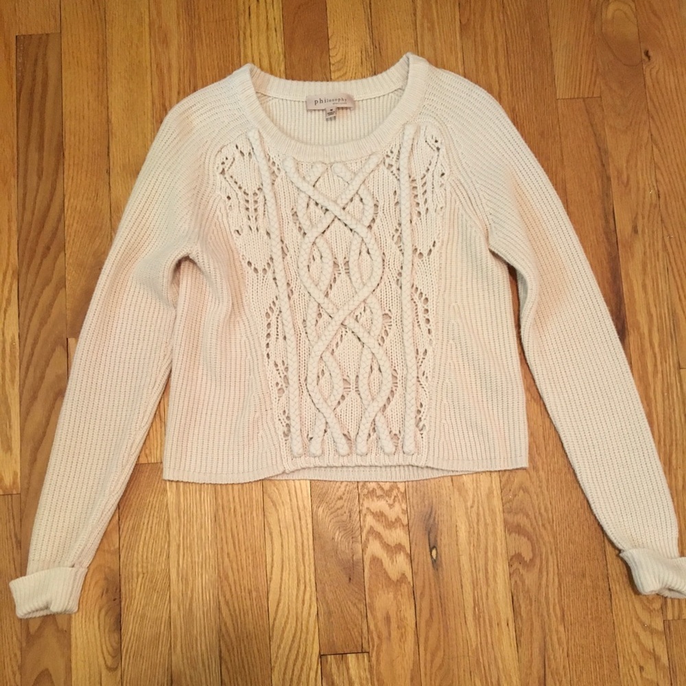 Philosophy Cropped Cable Knit Sweater Medium